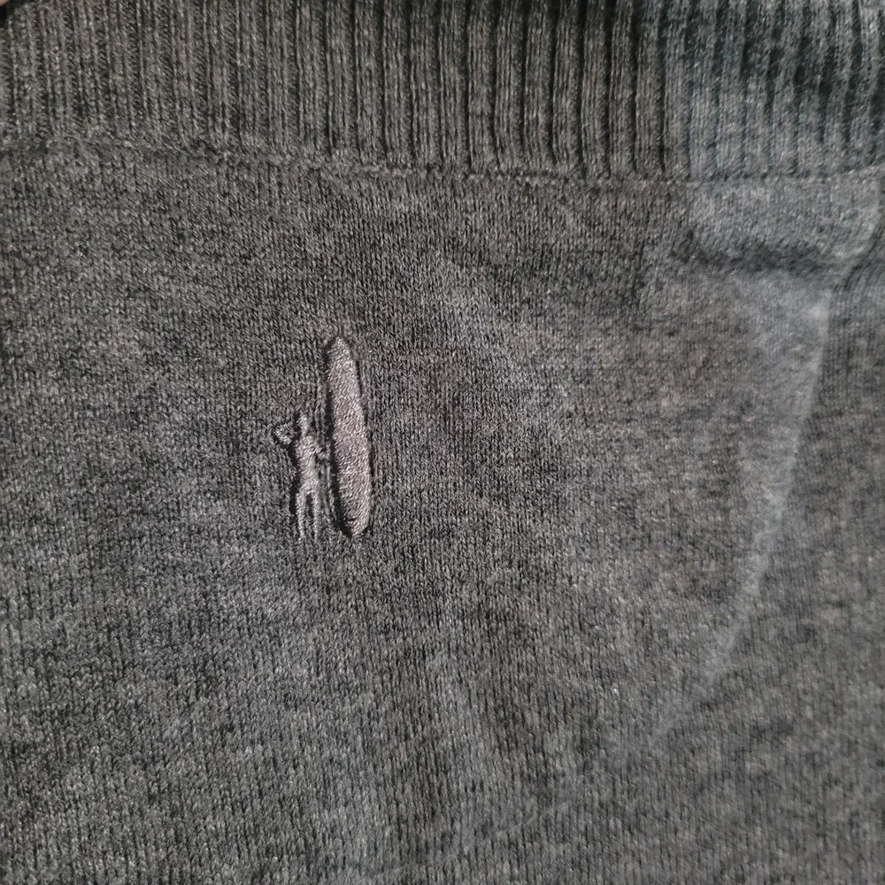 Johnnie-O Bailey Quarter-Zip Pullover Sweater M Charcoal Cotton Silk Blend FLAW